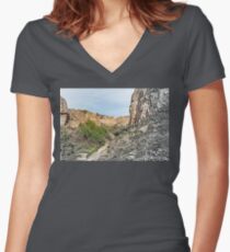 House on a Mountain Women's Fitted V-Neck T-Shirt