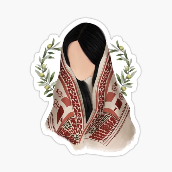 Item preview, Palestinian woman wearing a traditional thoub designed and sold by Lamees-Khader.