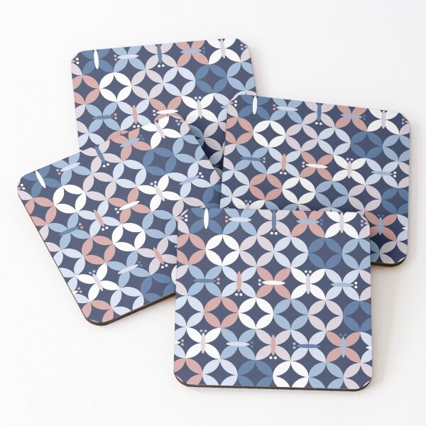 Item preview, Butterflies in white, blue and rose on dark blue designed and sold by colorofmagic.