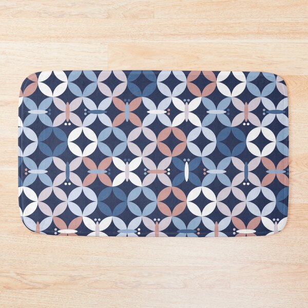 Item preview, Butterflies in white, blue and rose on dark blue designed and sold by colorofmagic.