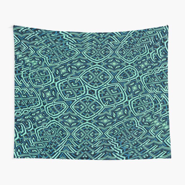 Weave Design In Blue and Green Tapestry