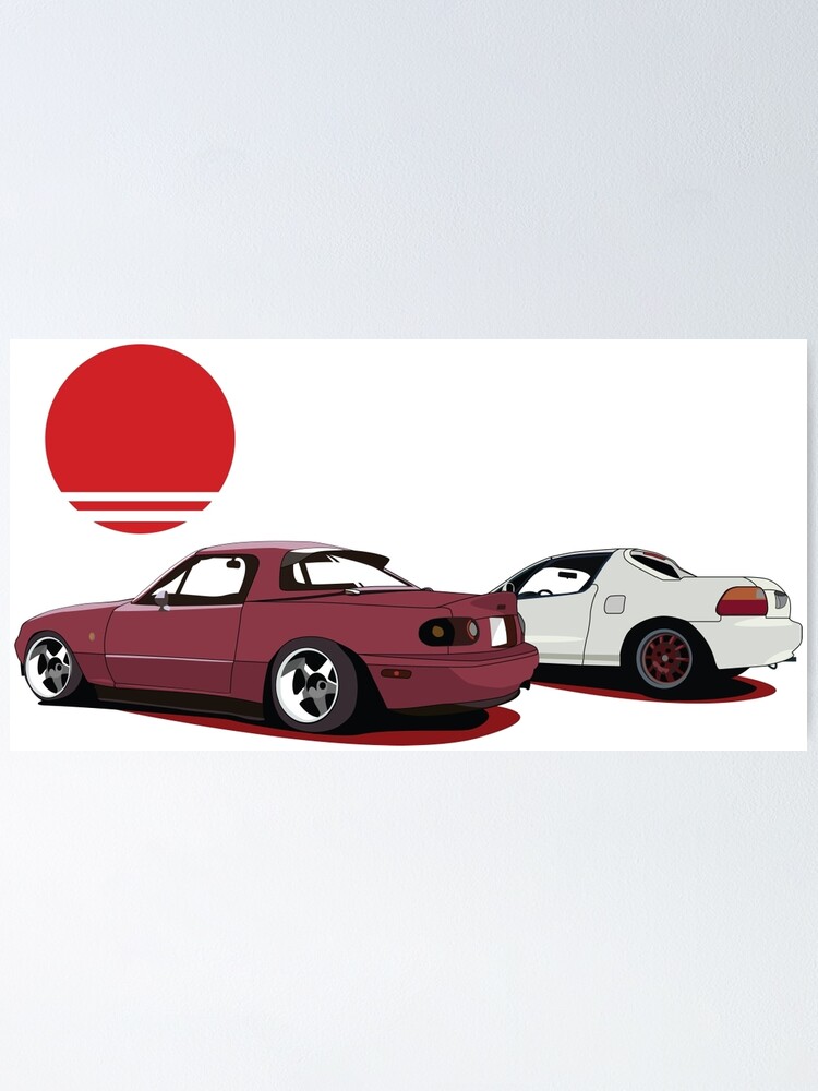 Jdm Sunset Poster By Chucklesdesign Redbubble