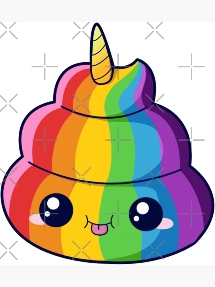 Chibi rainbow unicorn poop emoji