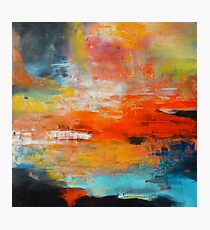 Red abstract sunset landscape painting Photographic Print