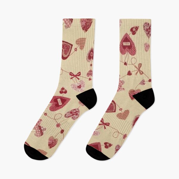 Item preview, Furnishing jacquard, hearts, cream-red designed and sold by jwebmarket.