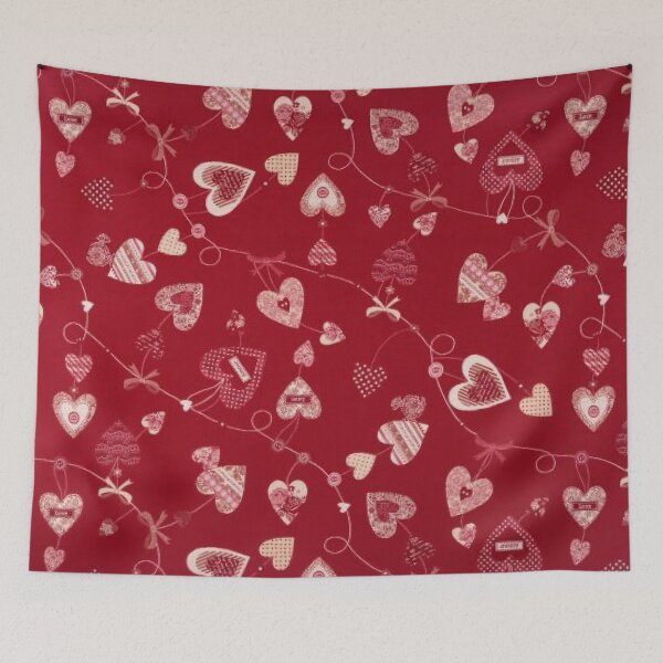 Item preview, Furnishing jacquard, hearts, red-cream designed and sold by jwebmarket.