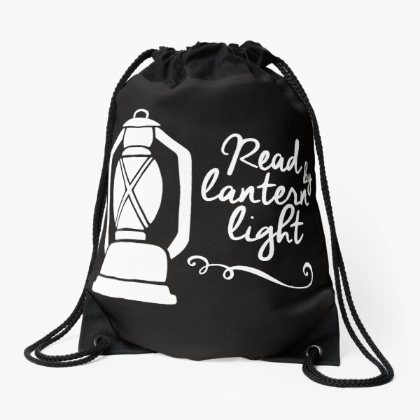 Read by lantern light + BW Drawstring Bag
