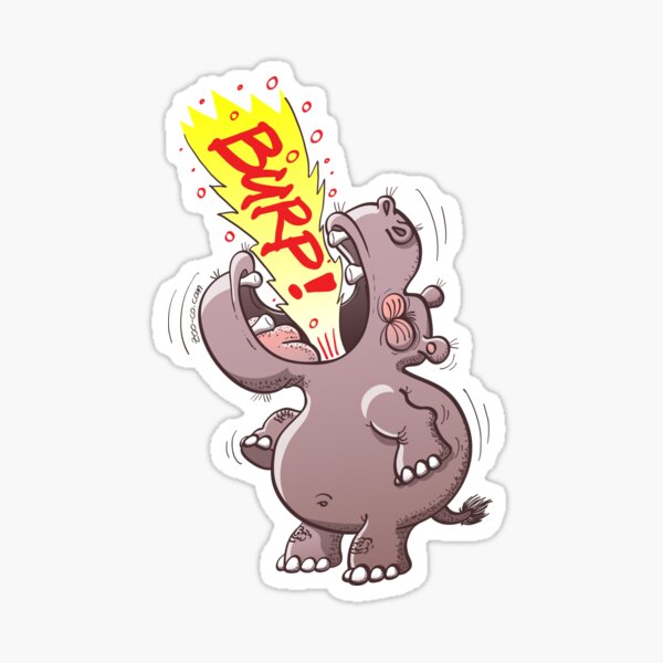 Hippopotamus Burping Loudly Sticker