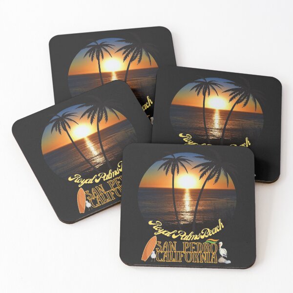 Item preview, San Pedro California Sunset Royal Palms Beach Black Merch designed and sold by concettaellis.