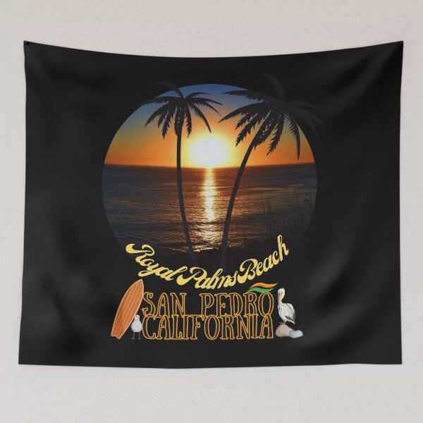 Item preview, San Pedro California Sunset Royal Palms Beach Black Merch designed and sold by concettaellis.