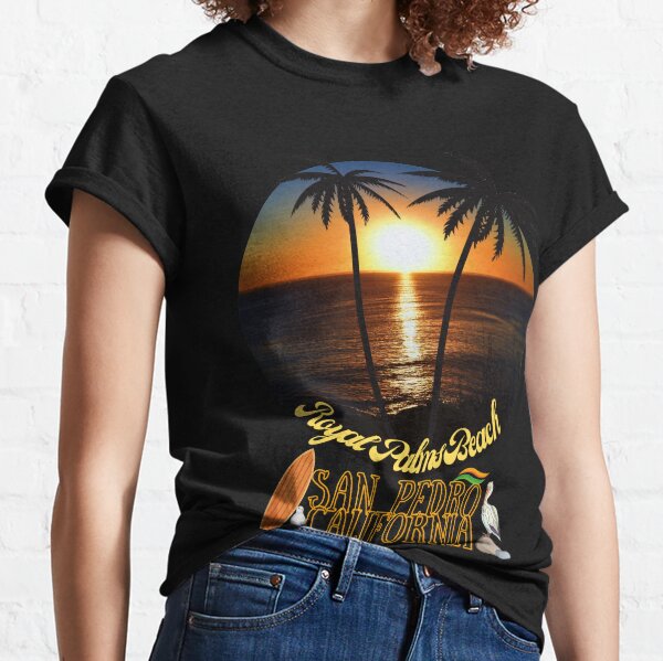 San Pedro California Sunset Royal Palms Beach Black Merch Classic T-Shirt