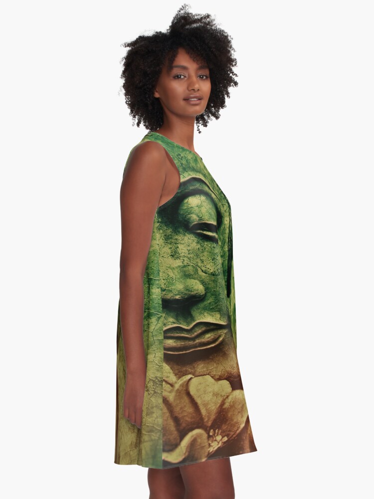 Alternate view of Buddha Head 2 A-Line Dress