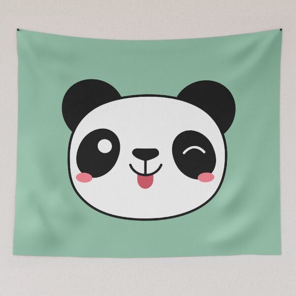Item preview, Cheeky Panda Face (Green) designed and sold by Hedda Young.