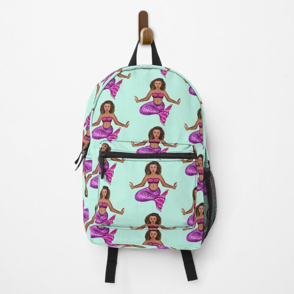 Item preview, Mermaid pose Cute mermaid siting cross legged, brown eyes, Curly hair and caramel brown skin - light background designed and sold by Artonmytee.