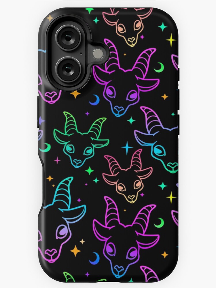 Imagen 1 de 4, Funda de iPhone con la obra Little Baphomet / Pastel Goth / Kawaii Pastel / Creepy Cute / / Negro y rosa / Calaveras y murciélagos, diseñada y vendida por TheNakednun.