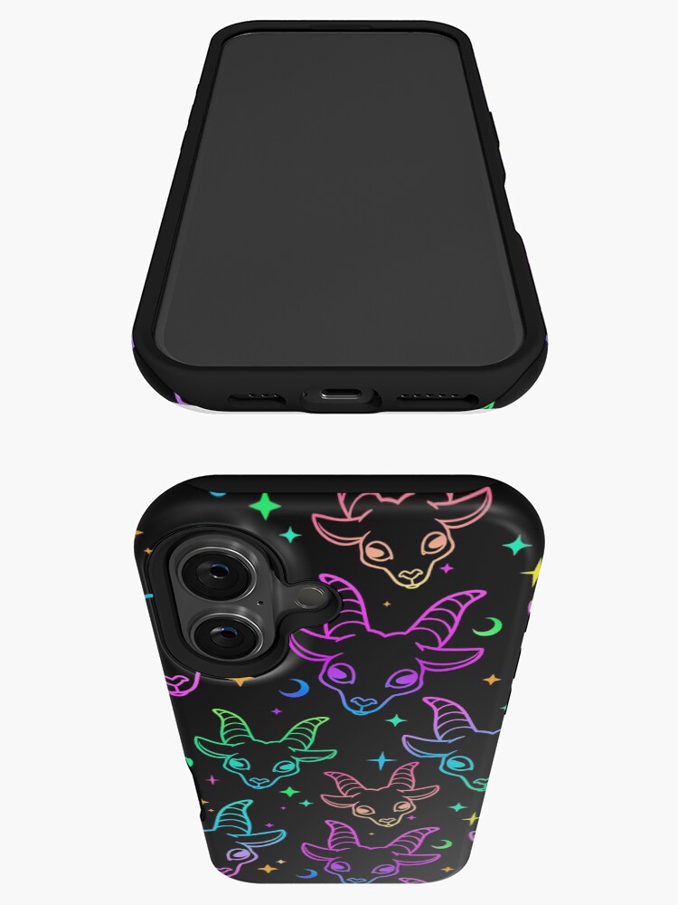 Imagen 3 de 4, Funda de iPhone con la obra Little Baphomet / Pastel Goth / Kawaii Pastel / Creepy Cute / / Negro y rosa / Calaveras y murciélagos, diseñada y vendida por TheNakednun.