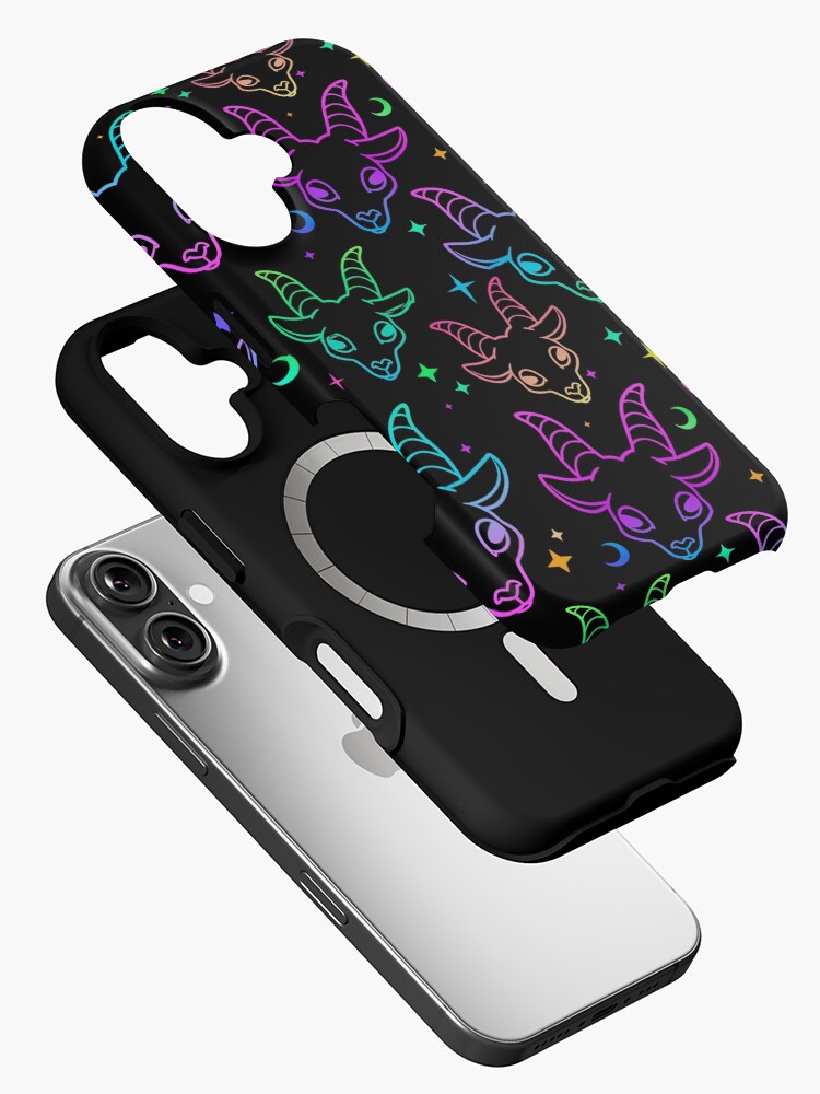 Imagen 2 de 4, Funda de iPhone con la obra Little Baphomet / Pastel Goth / Kawaii Pastel / Creepy Cute / / Negro y rosa / Calaveras y murciélagos, diseñada y vendida por TheNakednun.