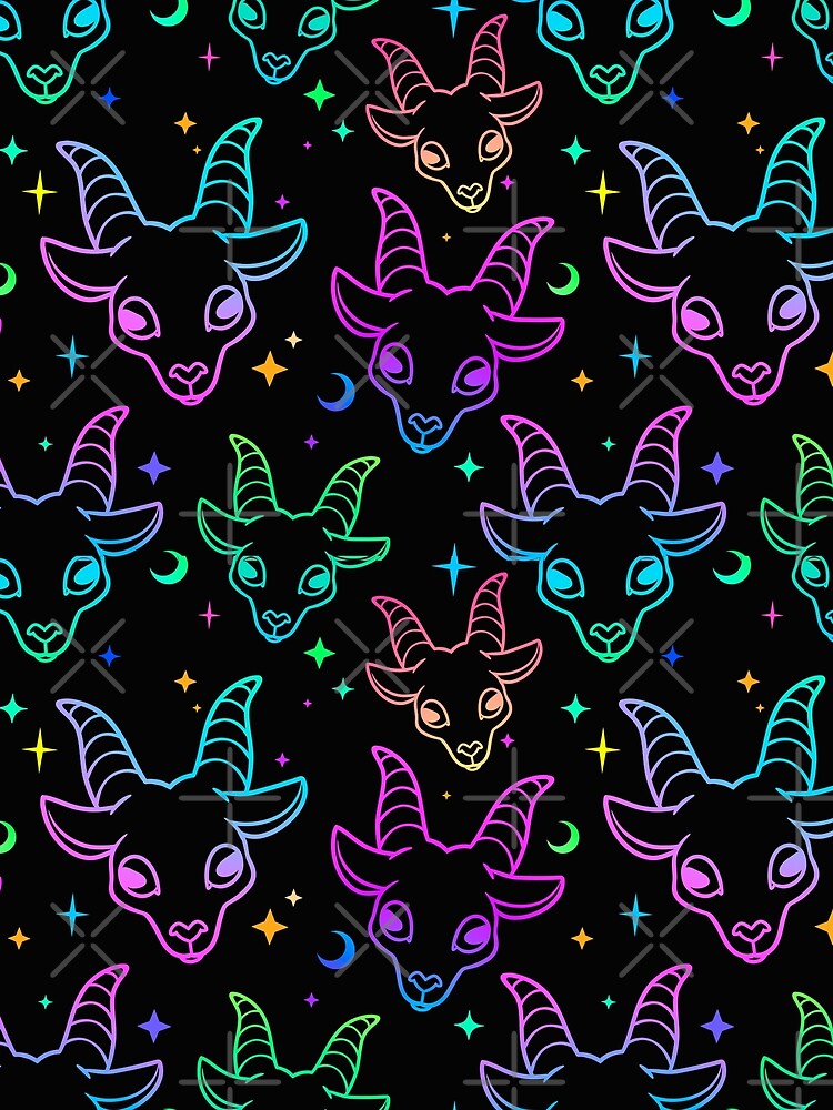 Imagen 5 de 5, Camiseta gráfica con la obra Little Baphomet / Pastel Goth / Kawaii Pastel / Creepy Cute / / Negro y rosa / Calaveras y murciélagos, diseñada y vendida por TheNakednun.