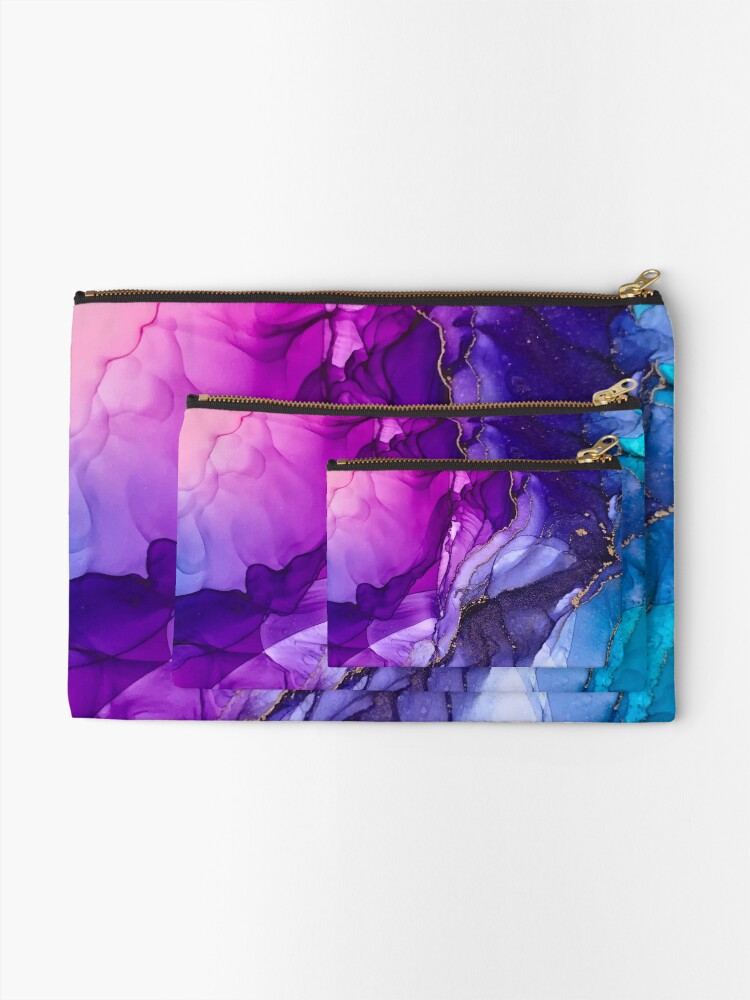 Alternate view of Abstract Vibrant Rainbow Ombre Zipper Pouch