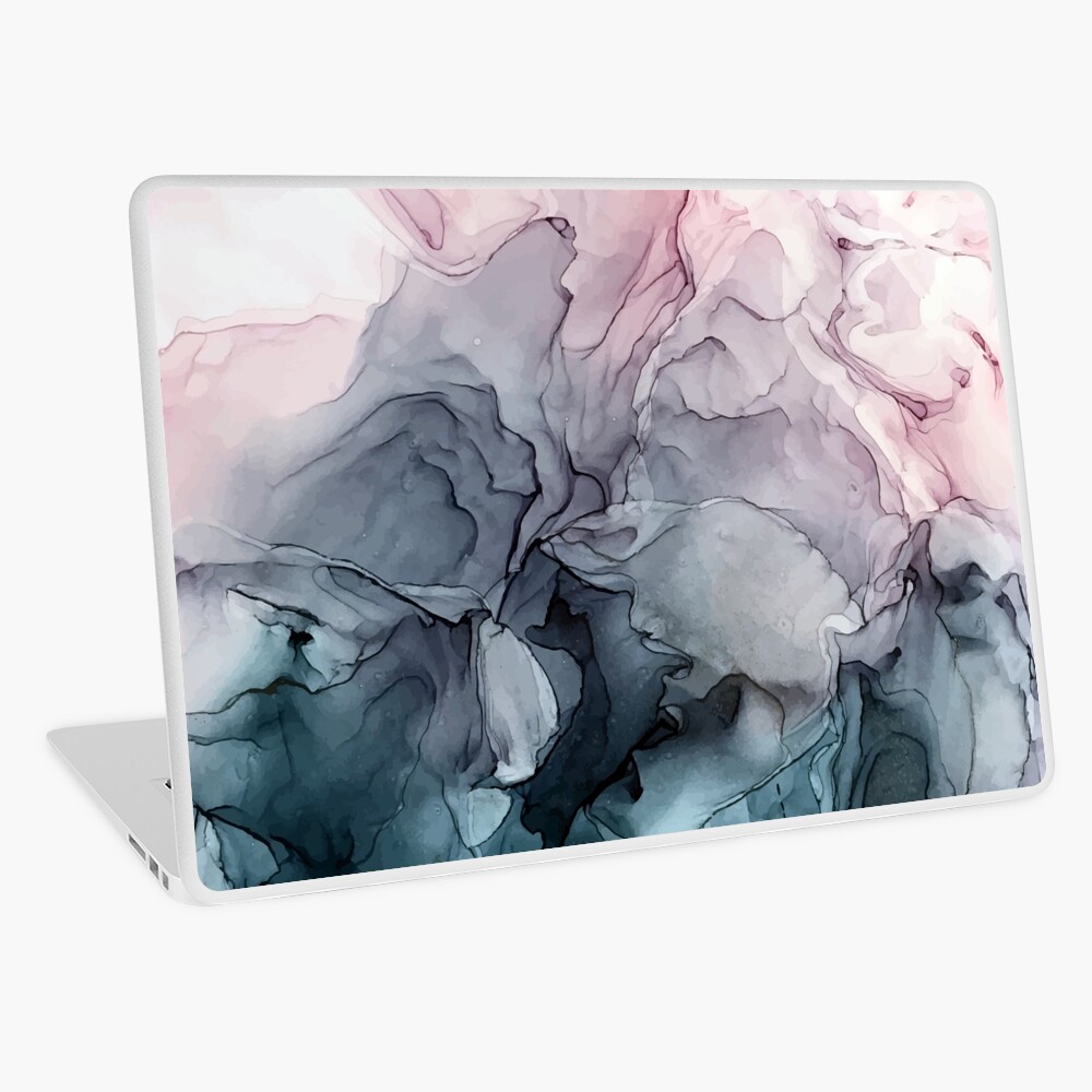 Blush and Payne's Grey Flowing Abstract Painting Laptop Skin