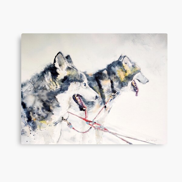 Item preview, HUSKIES II.  - Watercolour wildlife painting - expressionism - grey, red designed and sold by lyatee.