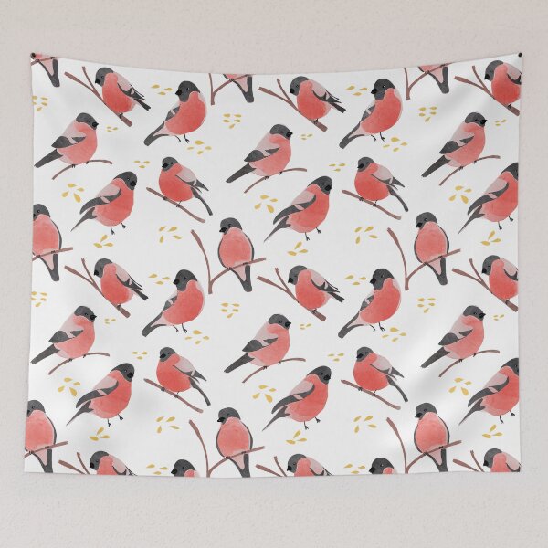 Item preview, Bullfinch seamless pattern  designed and sold by owlwithapencil.