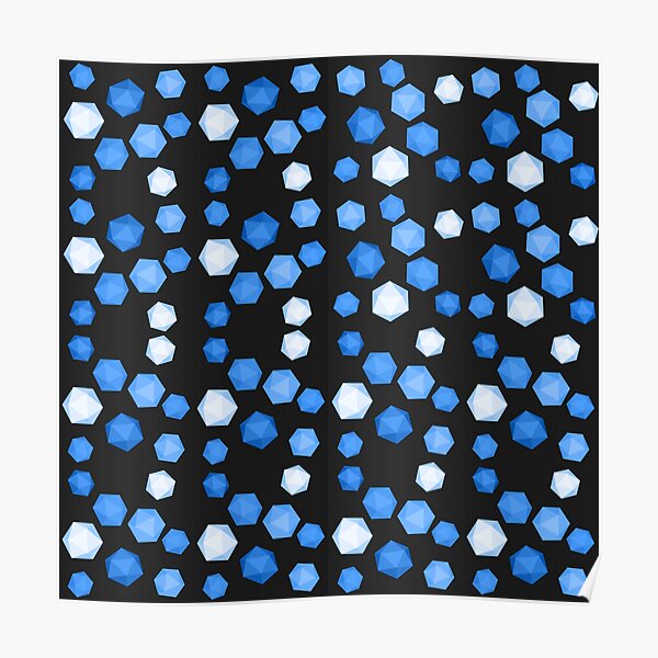 Blue Dice Black Background Poster