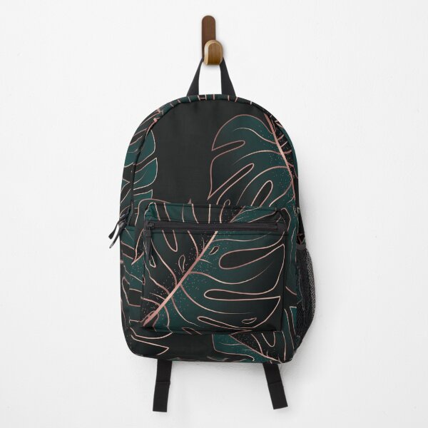 Item preview, Rose Gold and Dark Green Monstera Leaves Pattern designed and sold by CynthiaGraphics.