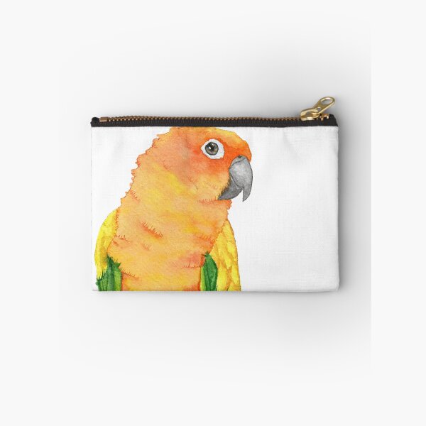 Item preview, sun parakeet watercolor bird portrait painting designed and sold by L'Atelier Oranjade.