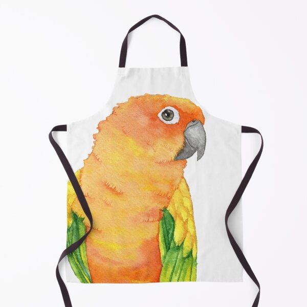 Item preview, sun parakeet watercolor bird portrait painting designed and sold by L'Atelier Oranjade.