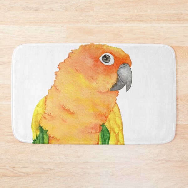 Item preview, sun parakeet watercolor bird portrait painting designed and sold by L'Atelier Oranjade.