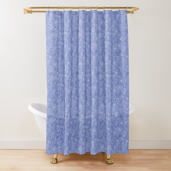 Hand-drawn garden French blue Shower Curtain