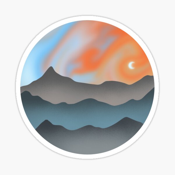 Orange Sky And Mountains Sticker