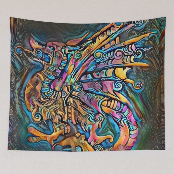 Item preview, Fantasy Dragon - Rainbow Multicolored Abstract Art designed and sold by ittybittyowl.