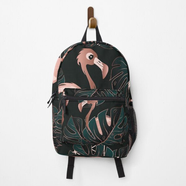 Item preview, Rose Gold Flamingo and Dark Green Monstera Leaves Tropical Pattern designed and sold by CynthiaGraphics.