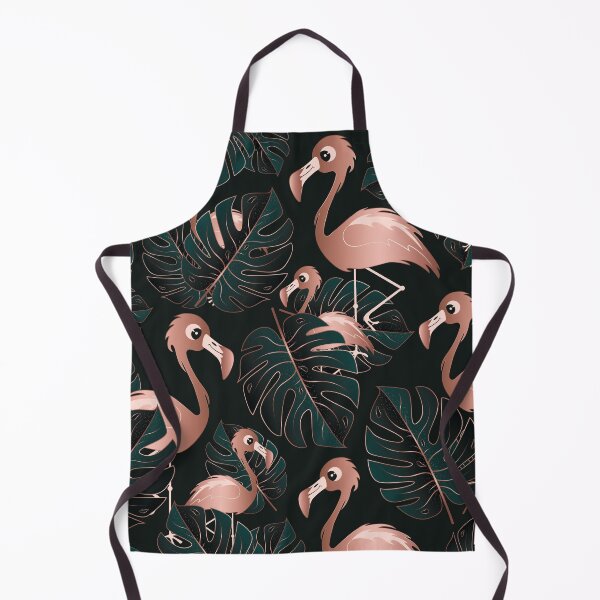 Item preview, Rose Gold Flamingo and Dark Green Monstera Leaves Tropical Pattern designed and sold by CynthiaGraphics.