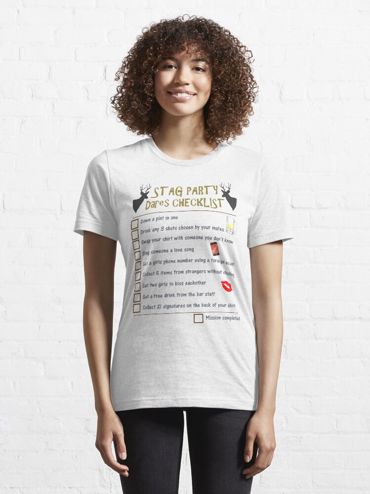 Stag Do Dares Checklist T Shirt For Sale By Pixato Redbubble Stag