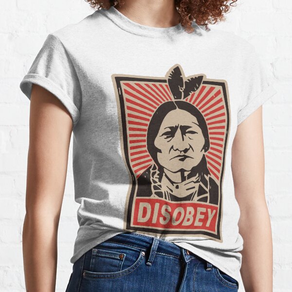 disobey native American face portrait anti colonisation mexico USA protest native land Classic T-Shirt