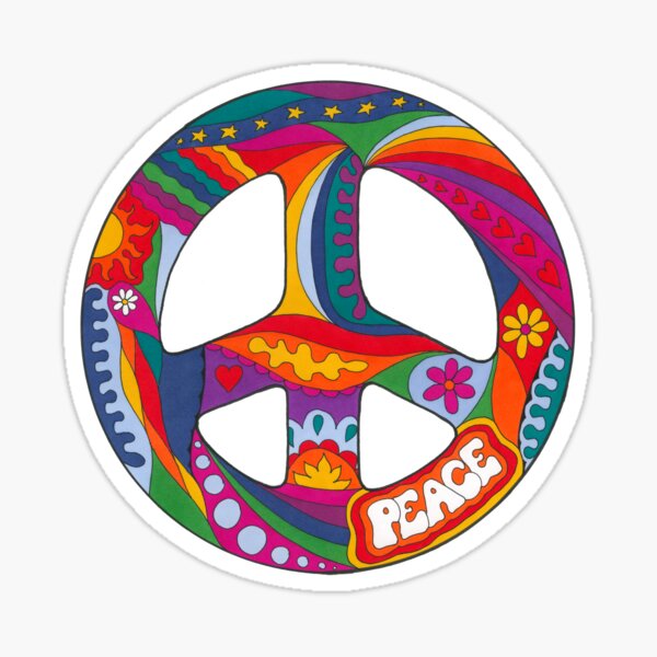 Green Peace Sign Frog hippie retro love peace trance flower hippy