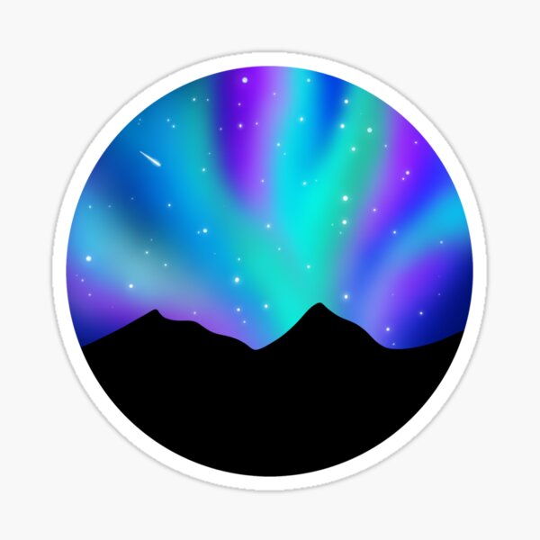 Northern Lights With Silhouette  Sticker