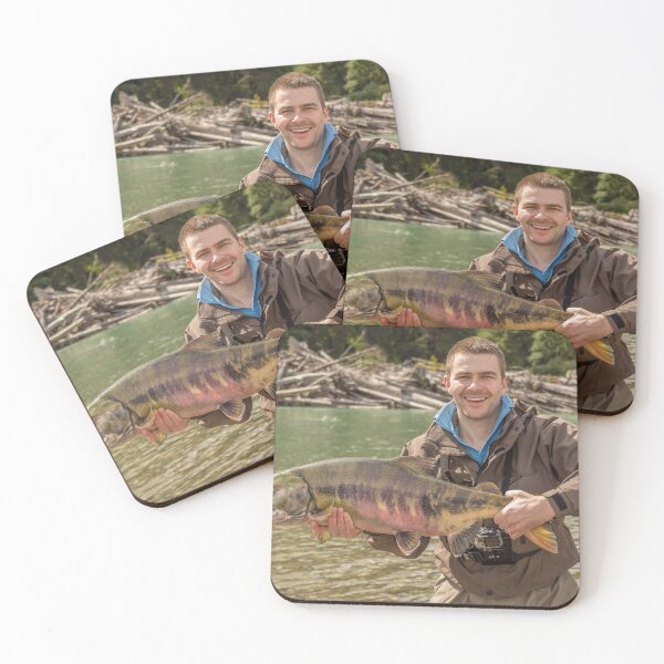 Item preview, A happy sport fisherman holding up a big trophy Chum Salmon designed and sold by SnapTPhotograph.