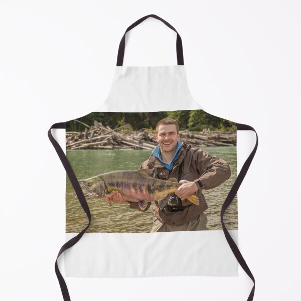 Item preview, A happy sport fisherman holding up a big trophy Chum Salmon designed and sold by SnapTPhotograph.