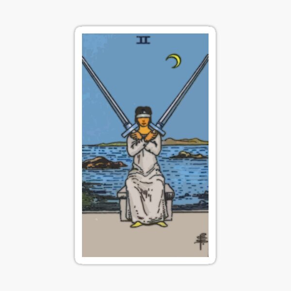 Two of Swords Rider Waite Tarot Card - High Quality Sticker