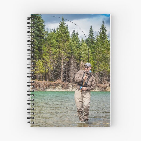Item preview, Closeup of a sport fly fisherman hooked into a salmon on a river in British Columbia designed and sold by SnapTPhotograph.