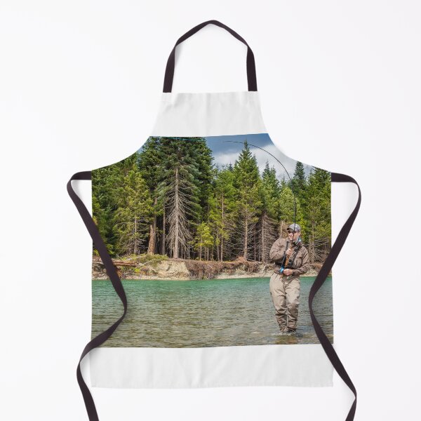 Item preview, Closeup of a sport fly fisherman hooked into a salmon on a river in British Columbia designed and sold by SnapTPhotograph.