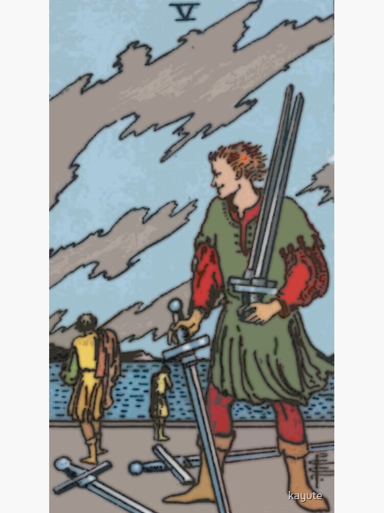 Five of Swords Rider Waite Tarot Card - High Quality by kayute