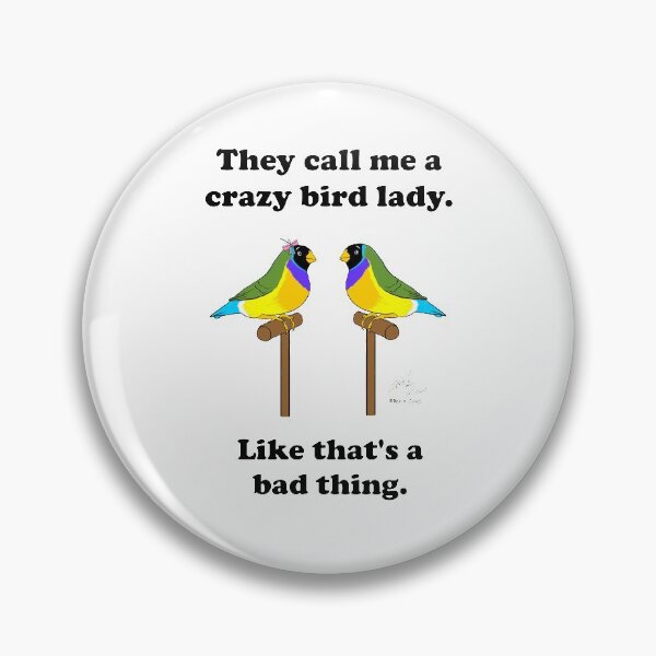 Artikelvorschau, Crazy Bird Lady mit Gouldian Finken entworfen und verkauft von Laughing Parrot Studio.