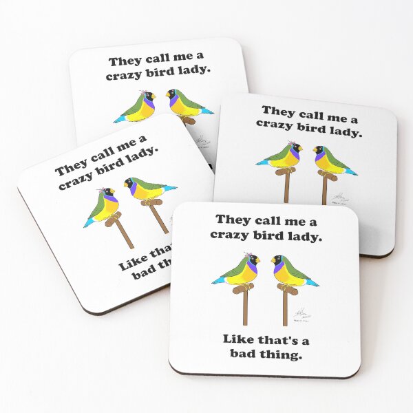 Item preview, Crazy Bird Lady with Gouldian finches designed and sold by Laughing Parrot Studio.