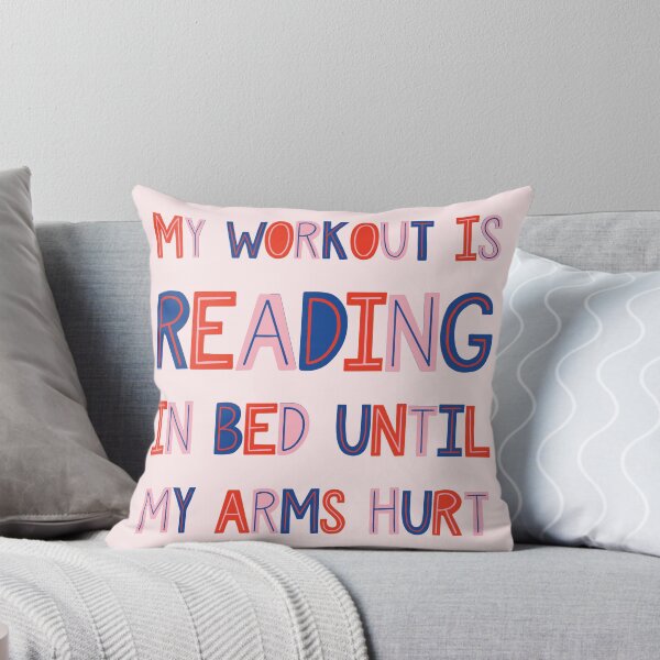 Item preview, my workout is reading in bed until my arms hurt in red pink and blue designed and sold by neopop.