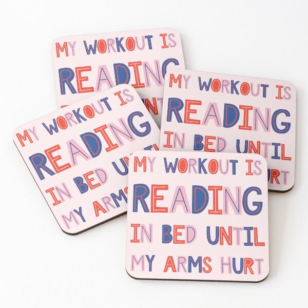 Item preview, my workout is reading in bed until my arms hurt in red pink and blue designed and sold by neopop.